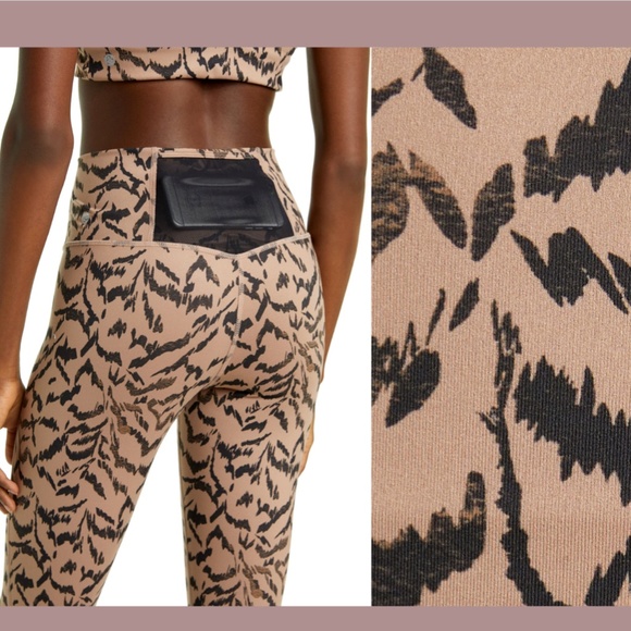 NWT Zella [ Small ] High Waist Studio‎ Lite Mesh Ankle Leggings in Tan Zebra - Picture 2 of 12